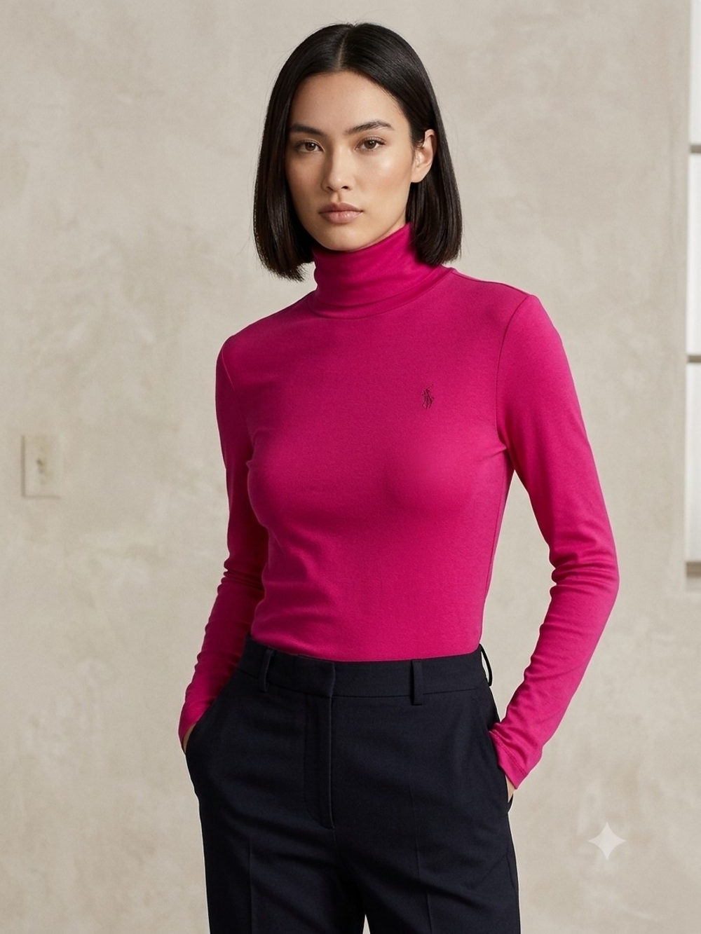 Ralph Lauren Pink Turtleneck Long-Sleeve Top